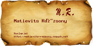 Matievits Rázsony névjegykártya
